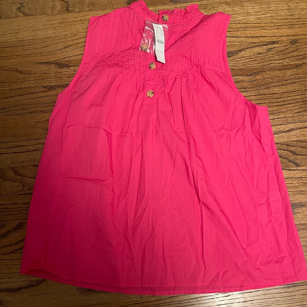 NWT Jcrew Bright Pink Sleeveless Button-Front Top